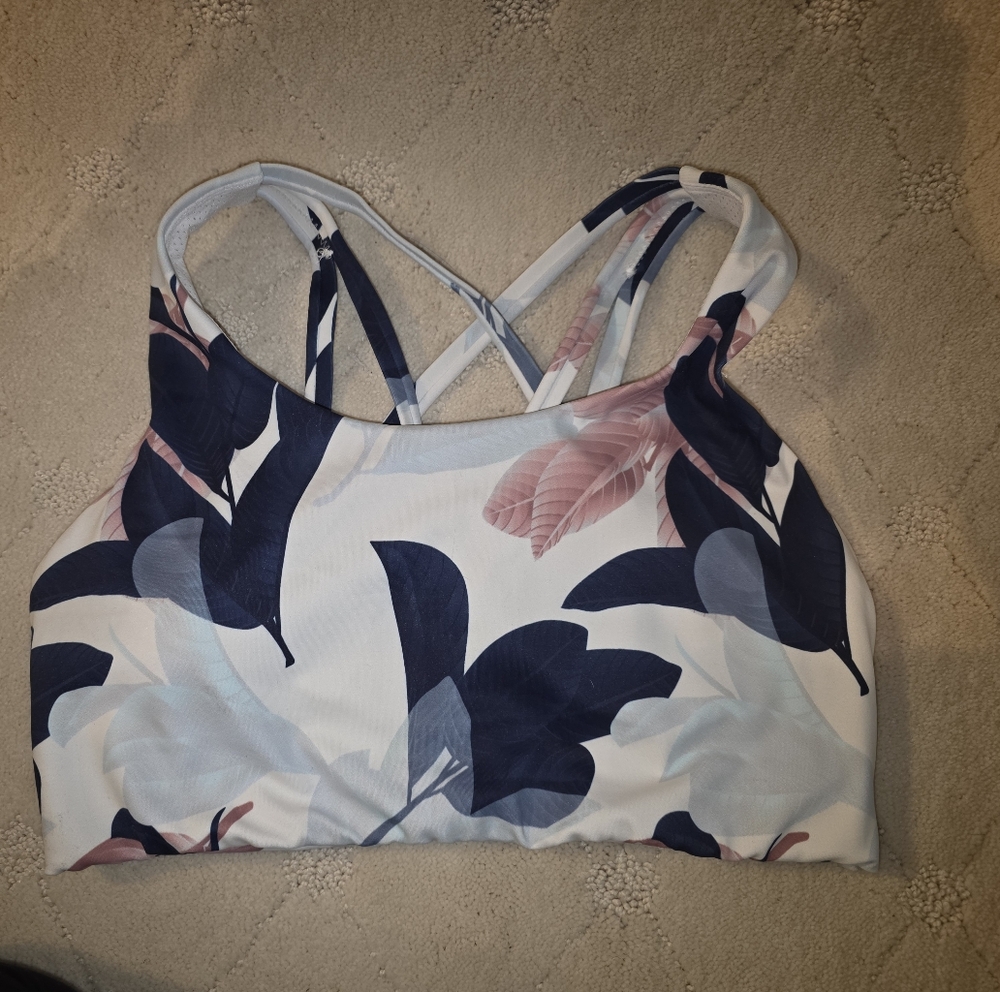 Senita Athletics Floral Print Strappy Sports Bra Top